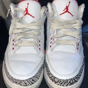 Air Jordan 3 white/red size 11.5 no insoles visible wear good condition